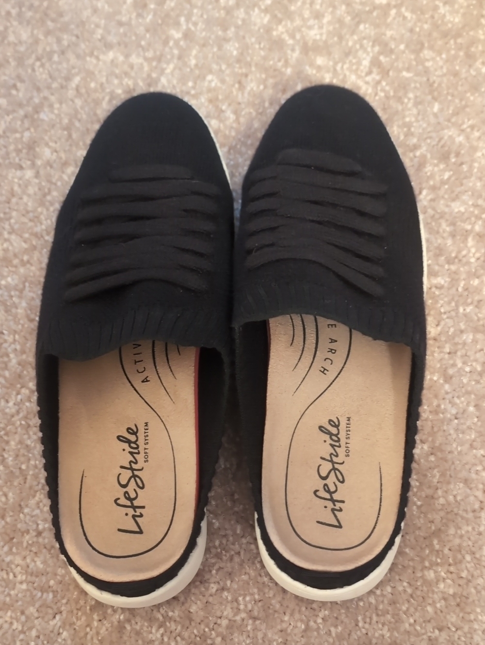 Life Stride Black Slip-On Knit Sneakers